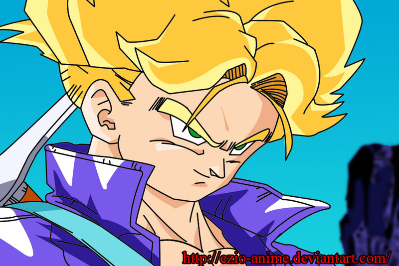 Quadro Arte Dragon Ball Z Super Sayajin Trunks Do Futuro