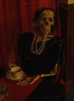Female Skeleton having tea