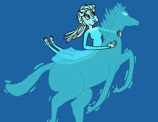 Elsa Riding the Water Horse Underwater