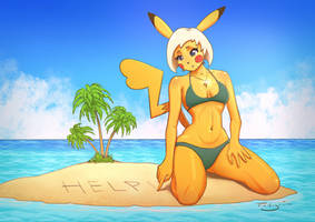 Pikachu, deserted island, unusual body proportions