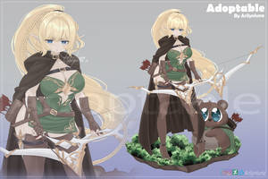 Elf Archer with cute bear support Adoptable (OPEN) by Arilynluna