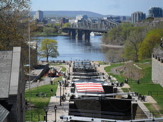 Bird's eye view of Ottawa near a river