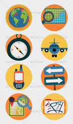 Mobile GPS Navigation Icons Flat Illustrations by CURSORCH