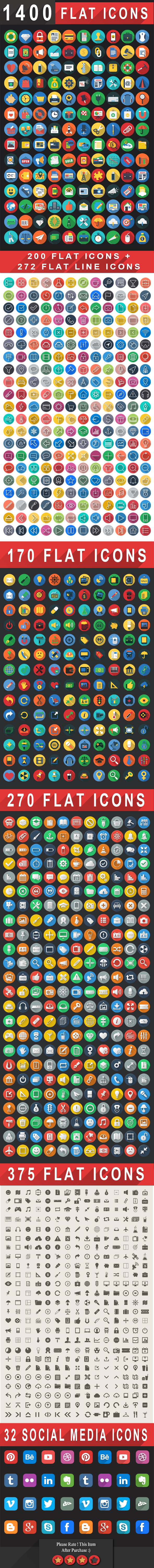 1400+ Flat Icons - Colorful Flat Icons Set | iOS9