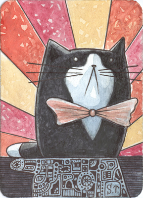 Tuxedo Cat ACEO ATC