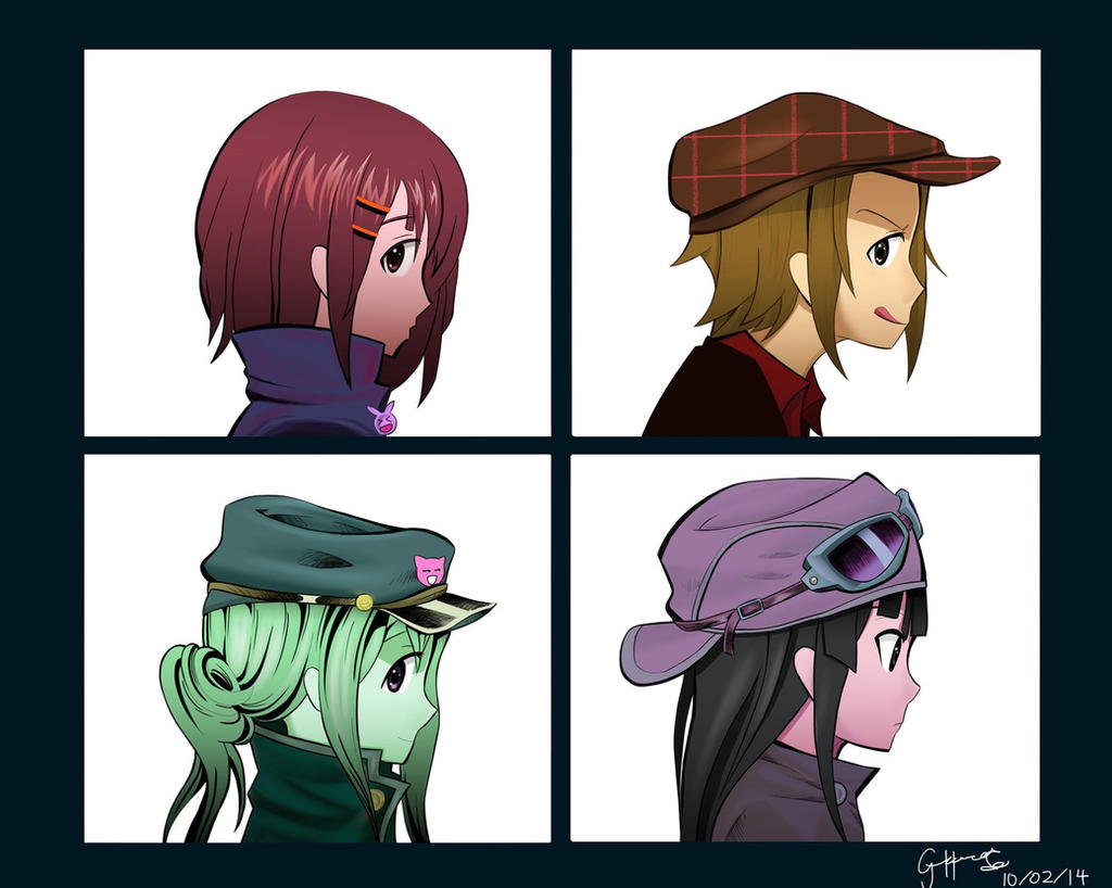 K-ON! (Houkago Tea Time) + gorillaz by Guryfrog