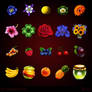 Game Icons - Flowers and Fruit