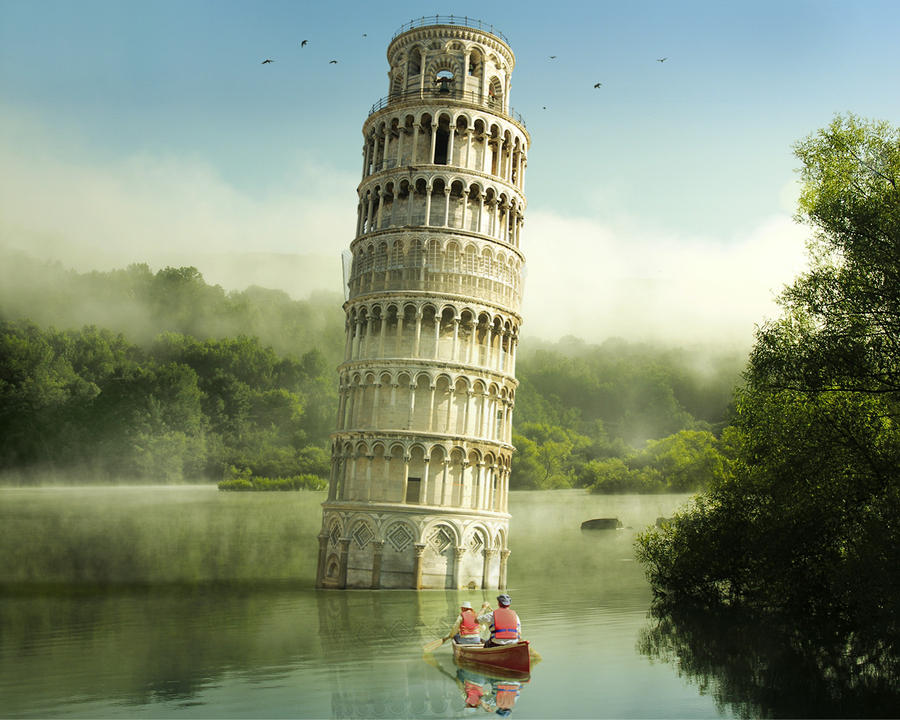 Boating to Pisa Wallpaper