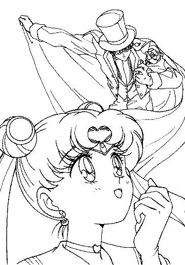 Sailor Moon and Tuxedo Mask Coloring Page by Sailor Moon and Tuxedo Mask Coloring Page by