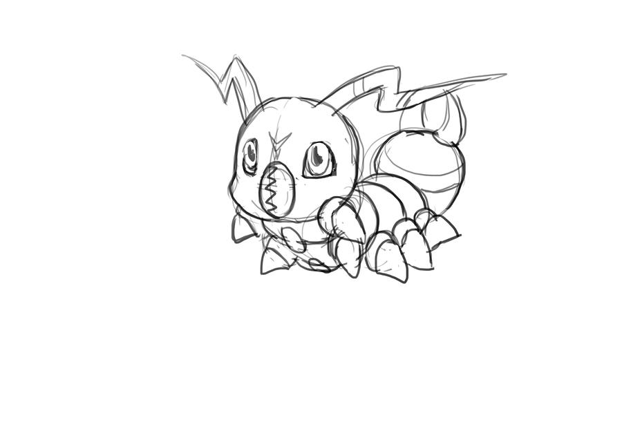 Wormmon Line Line Art: Wormmon by Mearns on DeviantArt