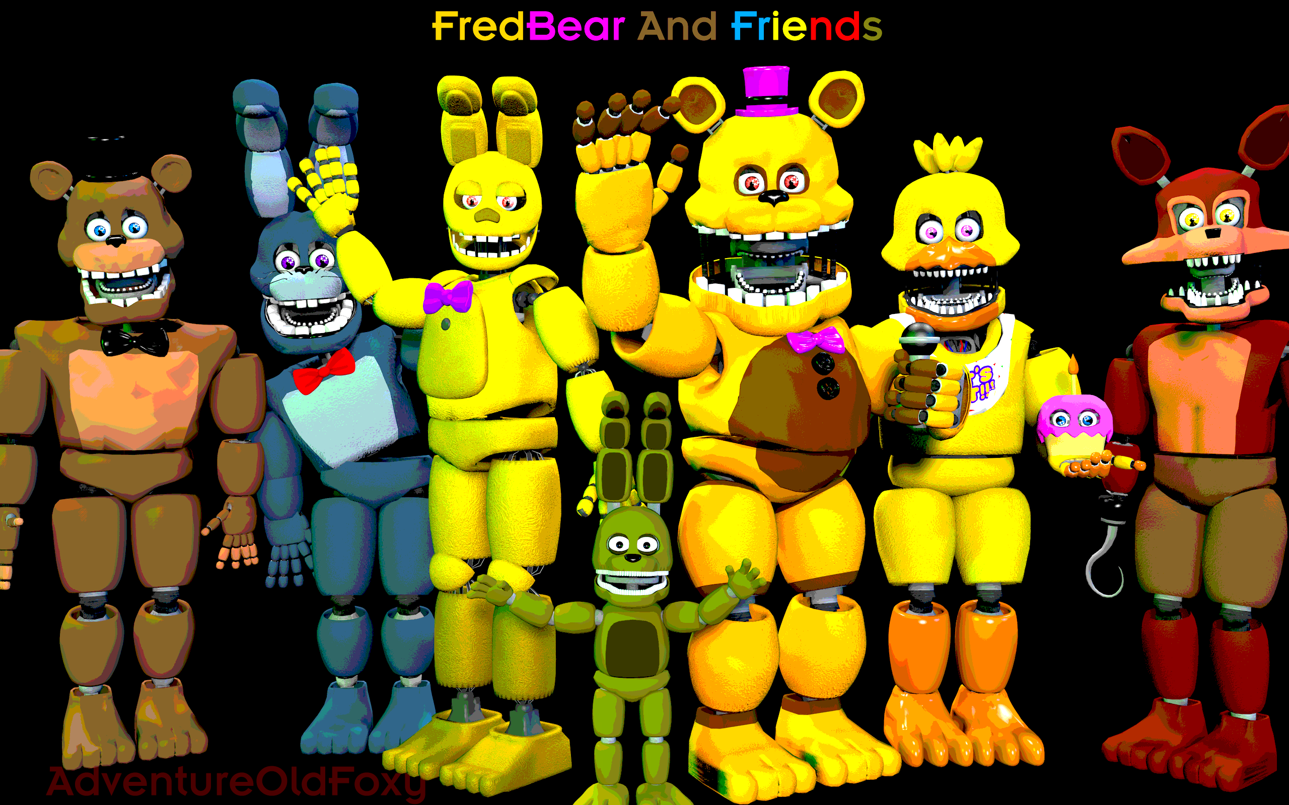 FredBear And Friends (Cinema4d) (Wallpaper) by AdventureOldFoxy on