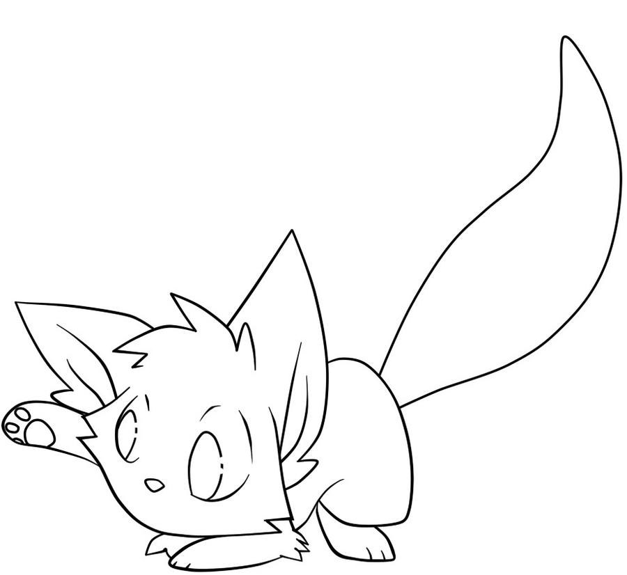 Cute kitty lineart