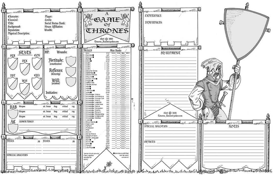Game of Thrones RPG sheet by Tensen01 on DeviantArt
