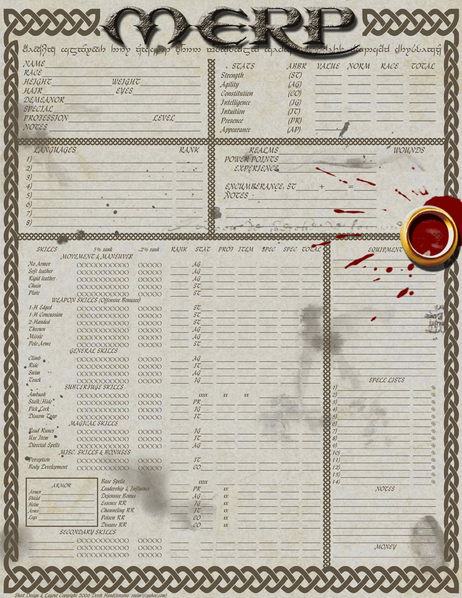 MERP Character Sheet