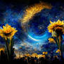 Cosmic Flowers Blooming on a Starry Night