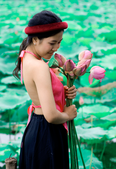 Lady with lotus