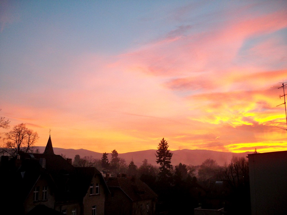 Sunset and mountains