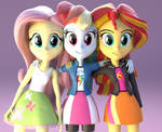 Fluttershy, Rainbow and Sunset Shimmer