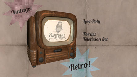 Old Timey 1940s Television low-poly 3D Model