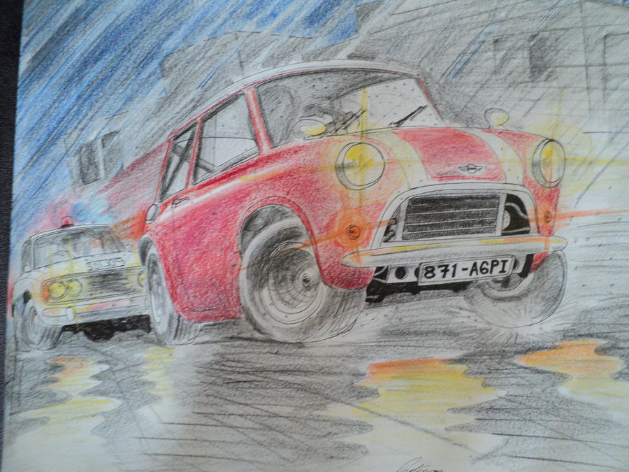 Mini cop chase colored pencil by prestonthecarartist on DeviantArt