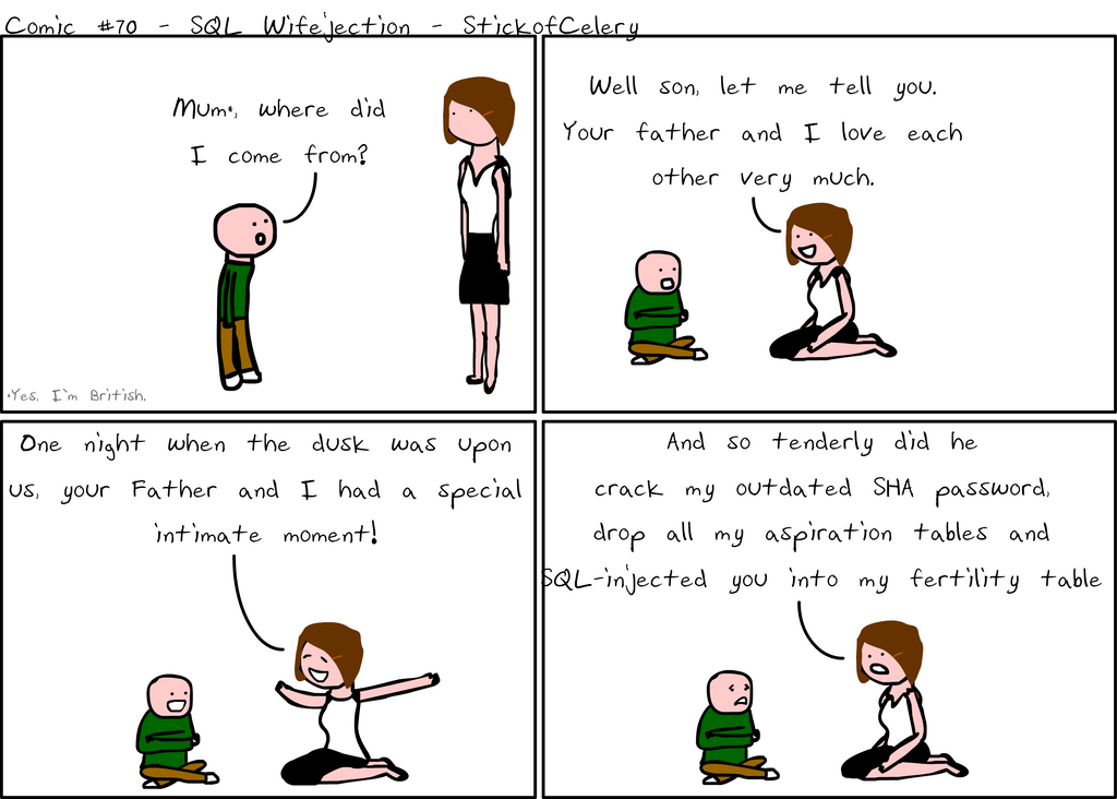 Comic #70 - SQL Wifejection by StickofCelery on DeviantArt