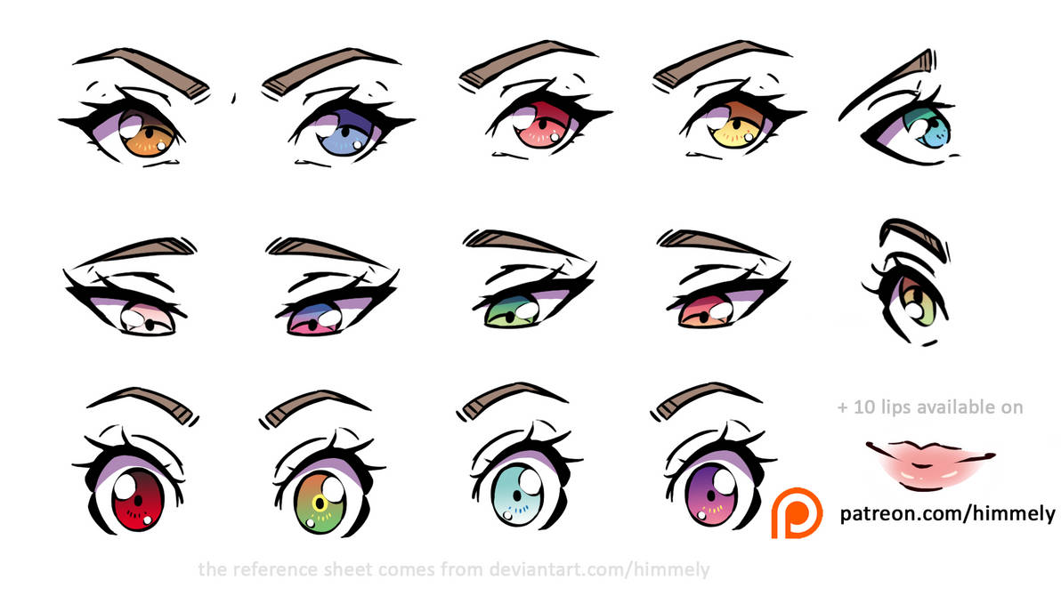 Anime Eyes - Reference Sheet | color inspirations by Himmely on DeviantArt