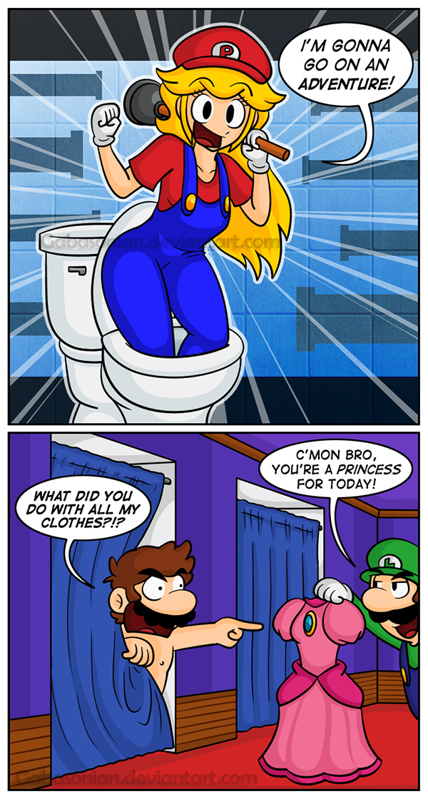 mario gabasonian deviantart peach funny super bros luigi switching meme paper comics princess daisy toilet role memes reversal smash nintendo