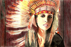 Native Indian Girl - Color Pencil Drawing