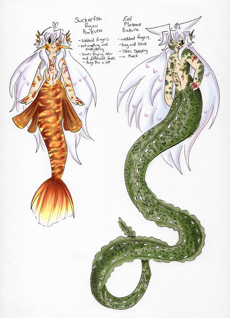 Merfolk Ryn Ryou and Florence - Merfolk Designs by Mumbles-Pear on DeviantArt