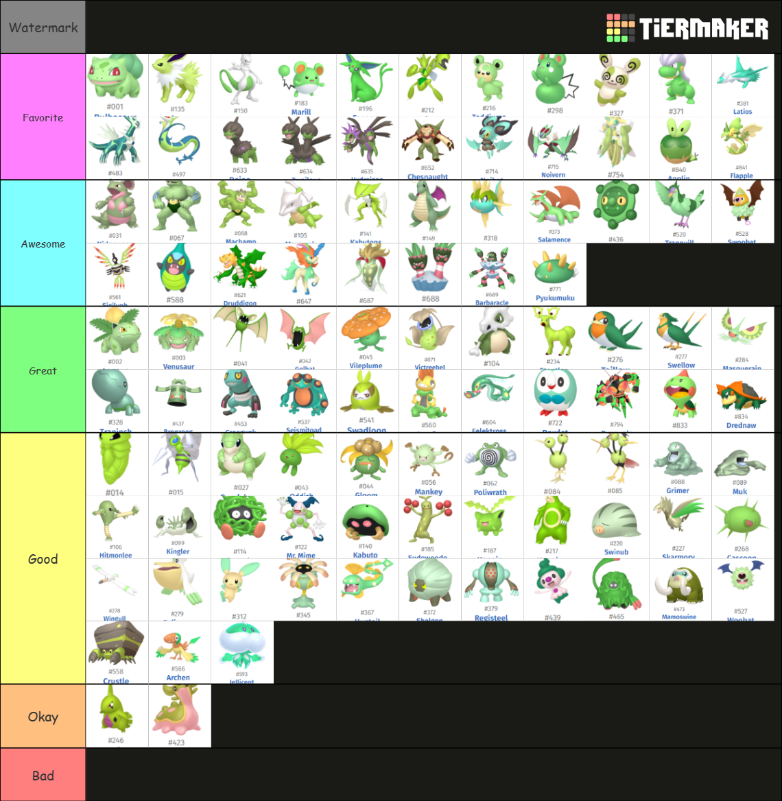 Green Shiny Pokemon Tier List by OddRed496 on DeviantArt