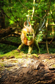 Poseable art doll, forest dragon