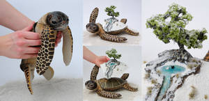 Poseable art doll, winter world bearer sea turtle