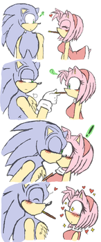 SonAmy- you want a kiss,,and i want the pocky. by LiaMenietowLove