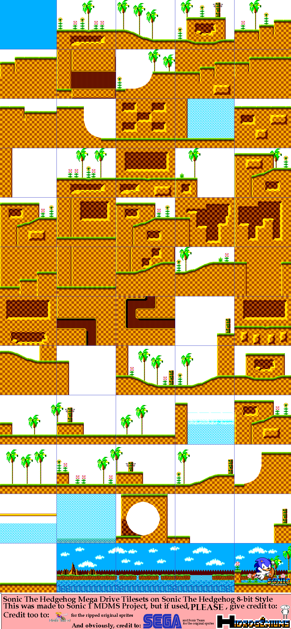 S1MD Green Hill Zone tilesets in S1MDMS style by HidroGeniuns on DeviantArt