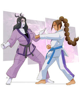 Merifenn helps Freyna - Martial Arts Sparring