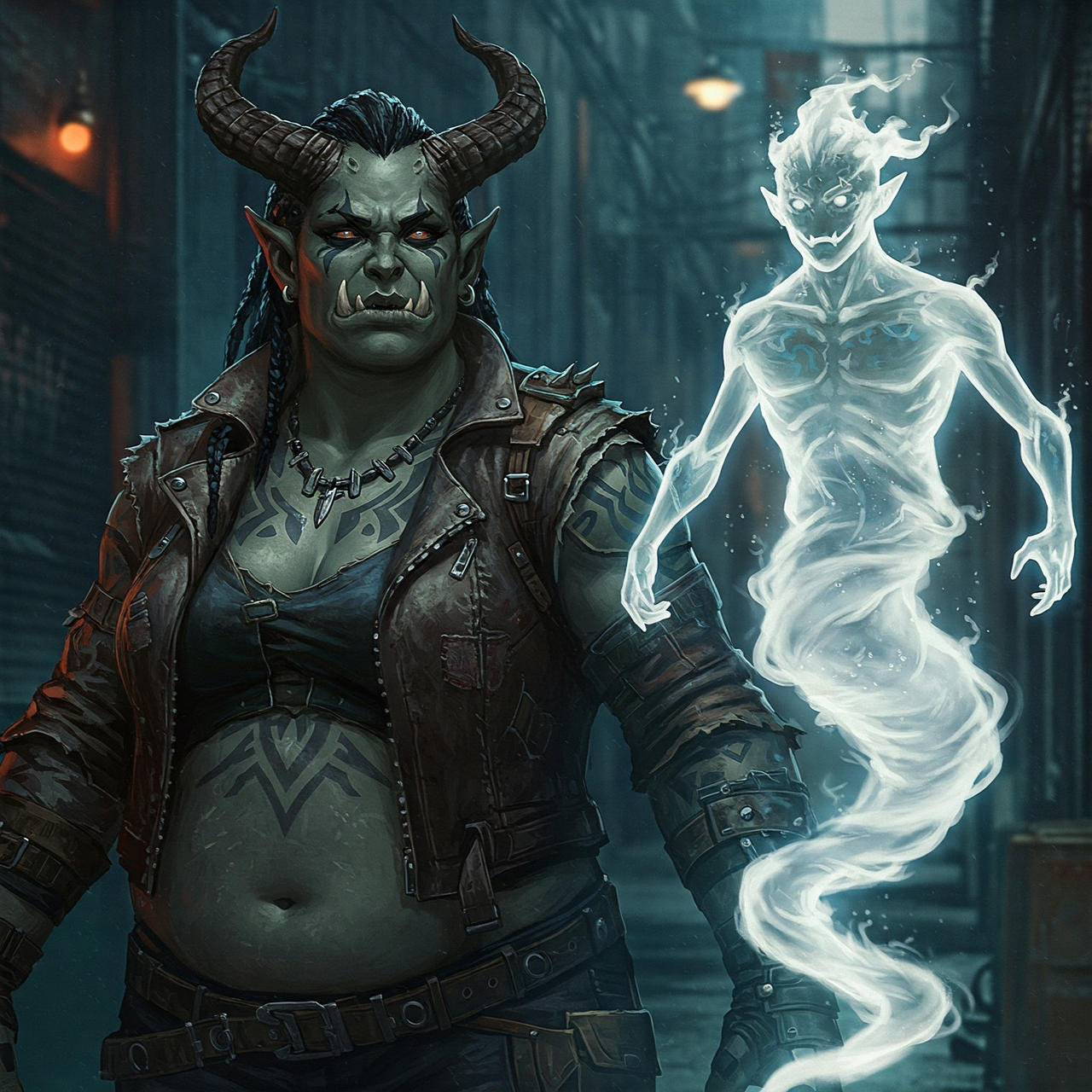 Shadowrun Troll Shaman and Spirit