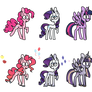 Mane Six original and redesigns