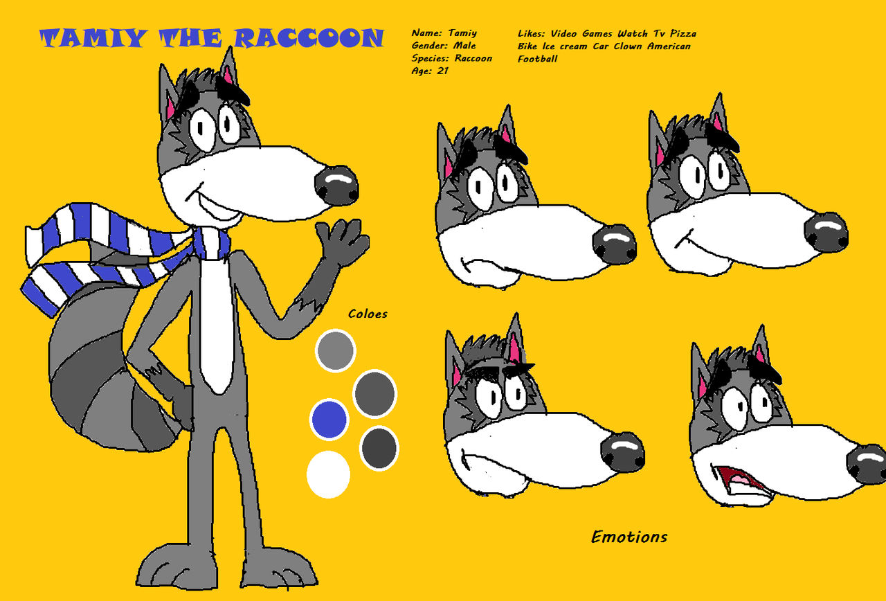 Tamiu Racoon Reference Sheets For Tamiy The Raccoon by MwsArtCartooIst on DeviantArt