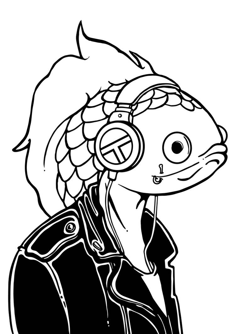 Punk Rocker Fish Punk fish ink by BrainBlueArts on DeviantArt