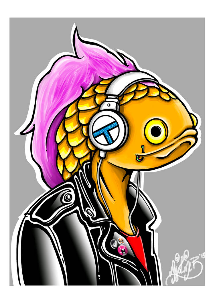 Punk Rocker Fish Punk fish color by BrainBlueArts on DeviantArt
