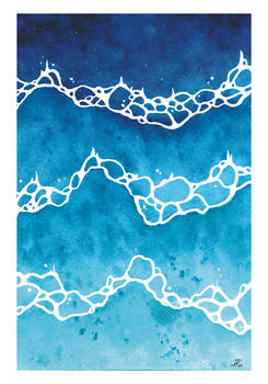 Ocean Waves: Watercolour and Guache