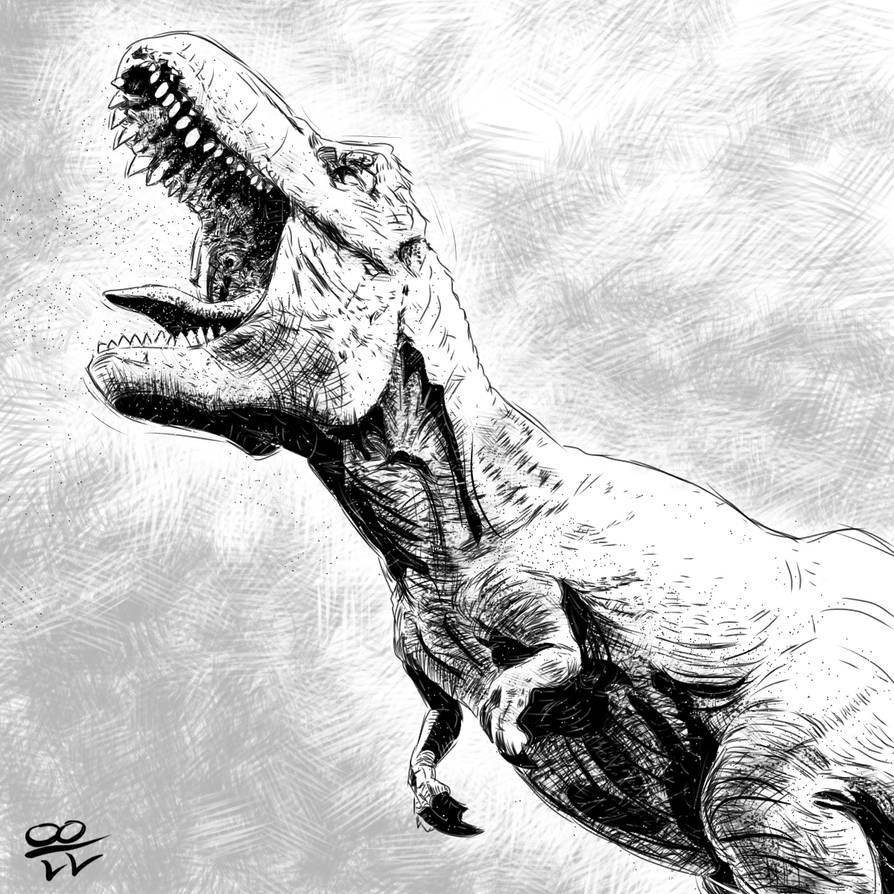 Charcoal drawing of a Tyrannosaurus Rex by p3vstudio on DeviantArt