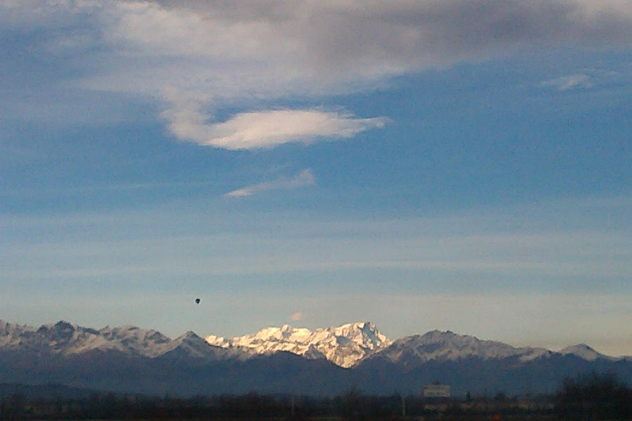 mount rosa and a hot-air ballon