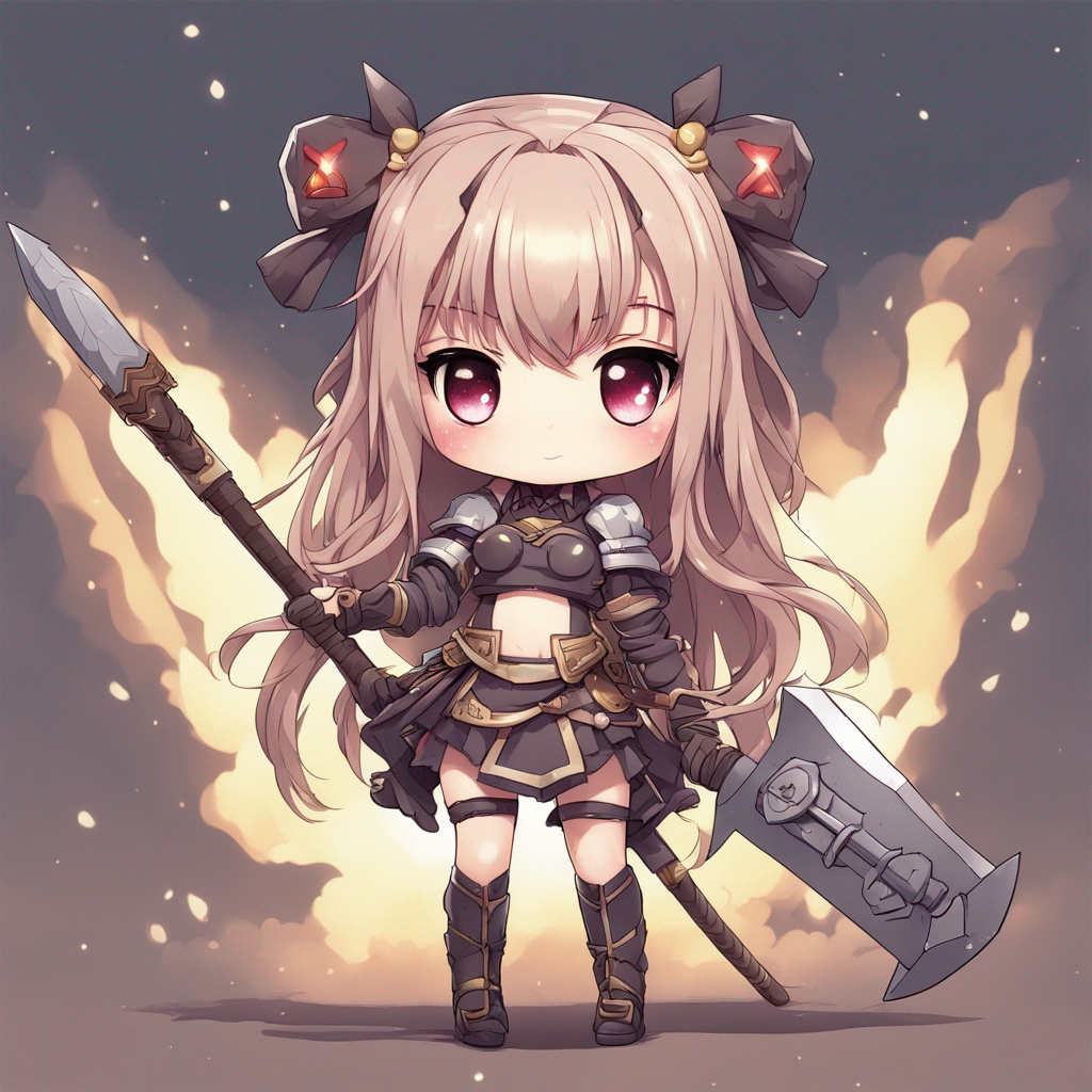 Cute Anime War Hammer Girl Chibi Kawaii