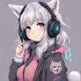 Cute Anime Wolf Gamer Girl