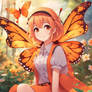 Cute Anime Jazzy Girl Orange Butterfly