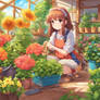 Cute Anime Jazzy Girl gardening