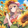 Cute Anime Jazzy Girl Sunflowers