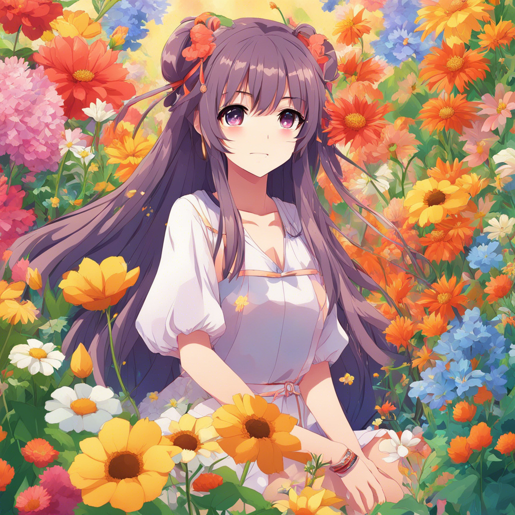 Cute Anime Jazzy Girl Wildflowers
