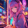 Cute Anime Jazzy Girl neon glow